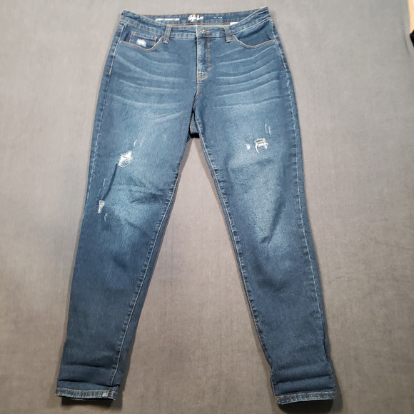Style & Co Denim - Style & Co Jeans Womens 8 Blue Curvy Skinny Leg Distressed Denim Pants